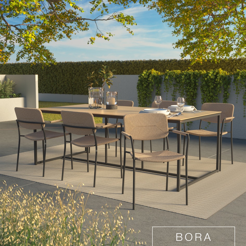 Bora stackable diningchair natural dining set luxury garden furniture design outdoorfurniture